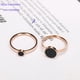 thumbnail image 5 of Anillo de acero de titanio brillante con forma de concha negra redonda que no se decolora, anillo conmemorativo de viaje con lunares, anillo sencillo a juego, 5 of 6
