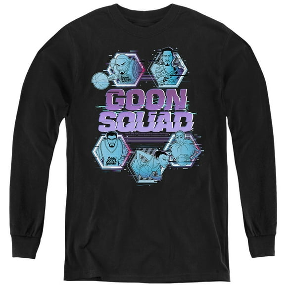 Space Jam 2 Goon Squad Tech Kids Long Sleeve T Shirt (Large) for Youth Boys and Girls, Black