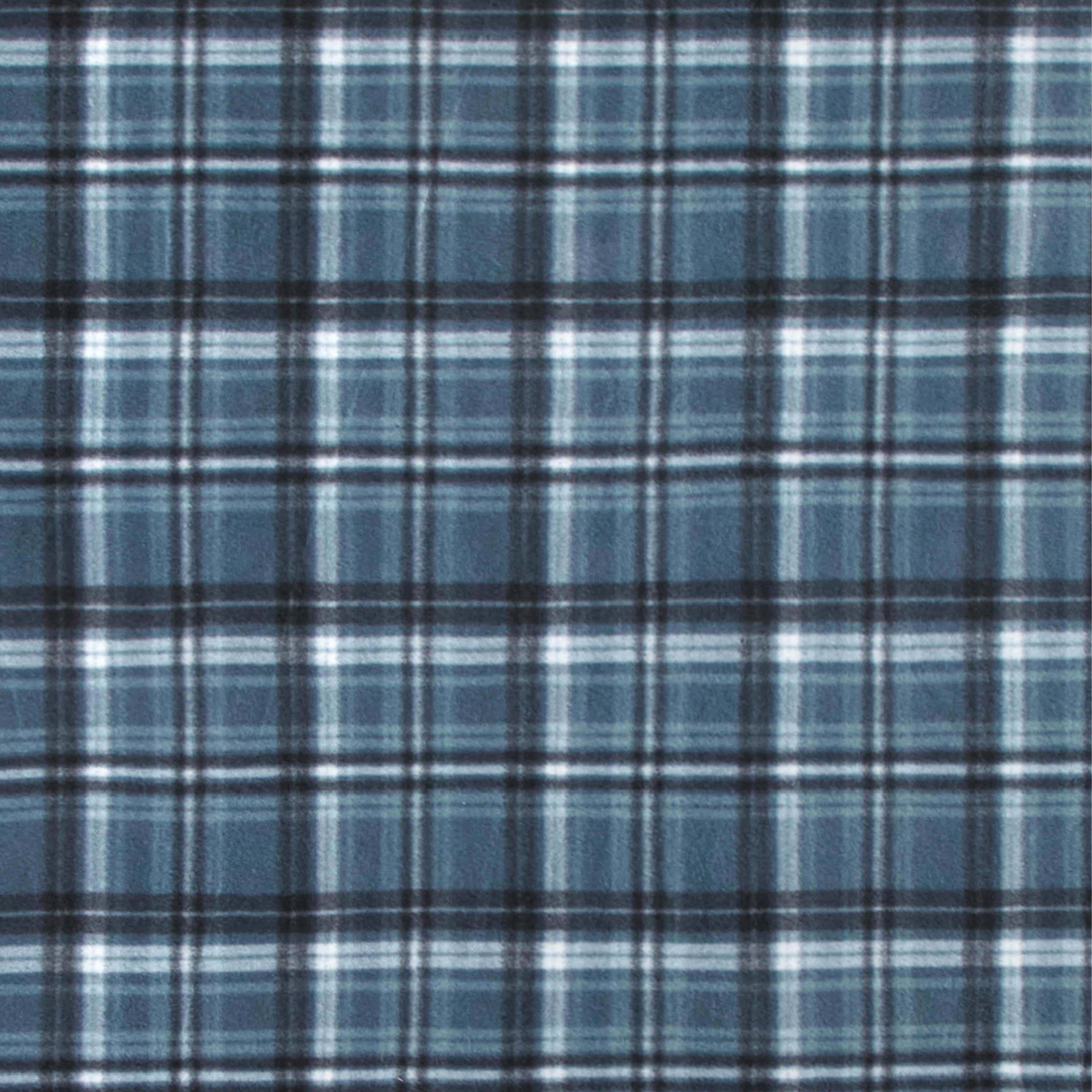 Mainstays Blue Plaid Cozy Fleece Throw Blanket, 50" x 60"