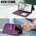thumbnail image 4 of TECH CIRCLE Folio Faux Leather Case for iPhone 12 Pro Max (6.7") 2020 - Protective Phone Case, Built-in Stand & Card Slots & Wrist Strap & Button Closure, Lightweight Portable Cover, Dark Purple, 4 of 7
