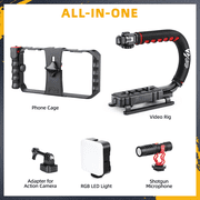 Zeadio Smartphone Camera Stabilizer with RGB Light & Microphone, Compatible with DSLR, iPhone & Android