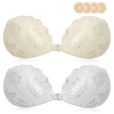 Nimiah Sticky Bra Push Up for Women 2 Pair  Adhesive Invisible Bra  Backless Strapless Bras with Nipple Covers