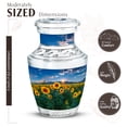 thumbnail image 2 of JAGASY Sunflower Handmade Urn for Boy, Blue Small Keepsake Urns for Human Ashes for Women, Sunset Mountain Sunflower Field Decorative Urns for Friends, Burial Cremation Urn for Girl, (3 Inch), 2 of 7