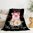 thumbnail image 6 of Cute Just A Girl Who Loves Pigs Blanket Throw, Flannel Fleece Microfiber Lightweight Soft Cozy Luxury for All Season in Home Bed Sofa Chairs Dorm 60"x50" Blanket for Teens, 6 of 6