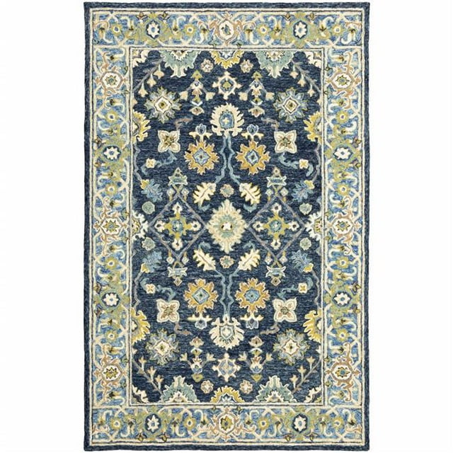 HomeRoots 383604 Tapis Bohème 4 x 6 Pi. Bleu Marine