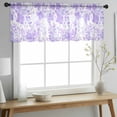 thumbnail image 2 of Purple Flowers Valance Curtains for Kitchen/Living Room/Bathroom/Bedroom Window, Rod Pocket Small Topper Half Short Window Curtains Voile Sheer Scarf, Watercolor Summer Botanical Floral 54"x18", 2 of 8