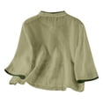 thumbnail image 4 of Womens Blouses Womens Retro Placket Frog Button Cotton Linen Top 3/4 Sleeve Embroidered Trendy Summer Casual Womens T Shirts, 4 of 4