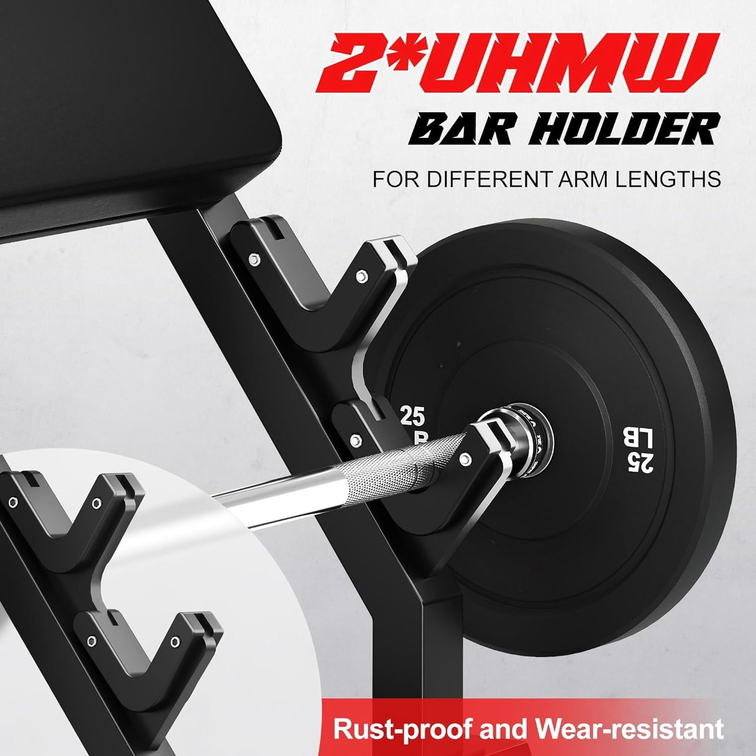 Preacher Curl Bench,Seated Arm Isolated Barbell Dumbbell Bicep Station for Arm Workout,Adjustable Bicep Curl Machine with 2 Bar Holders for Home Gym