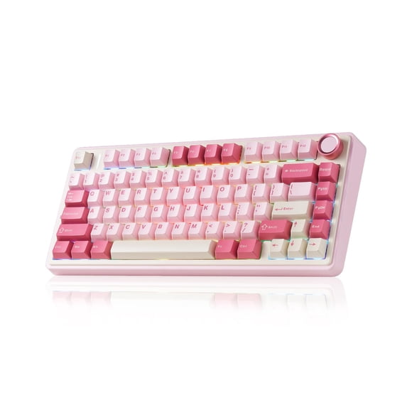AULA F75 Wireless Keyboard, 75% Gaming Keyboard Hot Swappable with Creamy Sound,Bluetooth/2.4GHz/USB-C,Custom RGB Mechanical Keyboard for PC Gamer - Pink