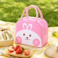 thumbnail image 5 of Lunch Bag, Large Capacity Cartoon Insulated Thermal Cooler Handheld Bento Box for Women Work Office Picnic Travel Outdoor Lightweight Reusable Food Container 9.06x5.12x7.48in Pink, 5 of 5