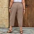 thumbnail image 6 of ZToonmas Women's Plus Size Solid Elastic Waist Capri Pants Loose Fit Cropped Trousers with Side Slits for Summer Casual Wear, 6 of 6