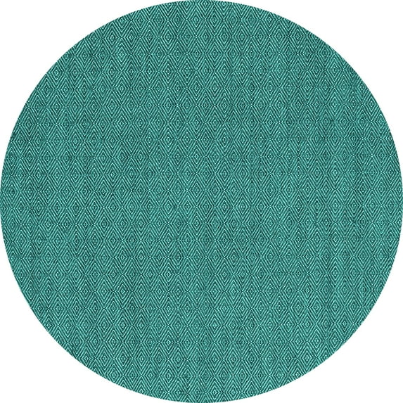 Ahgly Company Machine Washable Indoor Round Abstract Turquoise Blue Contemporary Area Rugs, 7' Round