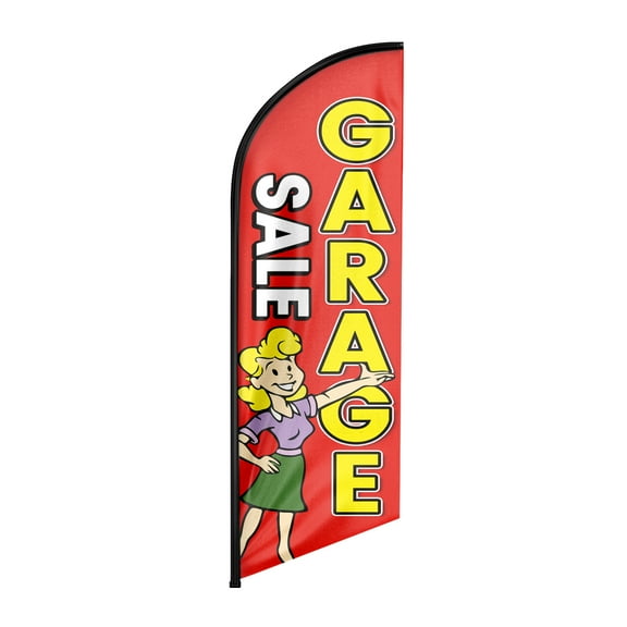 Garage Sale Business Flag , Garage Sale Advertising Feather Flag, 8Ft Garage Sale Banner ,Commercial use flag (Flag Only)RED