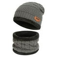 thumbnail image 3 of Viworld Men's Winter Knitted Hat Scarf Set Solid Plush Lined Windproof Beanie 2Pcs Warm Cap and Neckerchief, 3 of 4