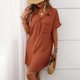 thumbnail image 5 of Vestido Casual Cuello en V para las Mujeres, Vestido de Manga Corta de Color Sólido de Moda para la Primavera, la Fecha Y el Uso Diario, 5 of 7
