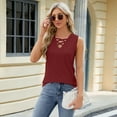 thumbnail image 6 of Fjuchai Women's Summer Sleeveless Tank Cotton Summer Front Tie Tops Fashion Tunic Tees Vests for Women S-XXL, 6 of 8