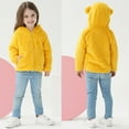 thumbnail image 4 of GYRATEDREAM Toddler Girls Boys Hooded Fleece Jacket Baby Bear Ears Zip Up Solid Color Outwear Coat with Pockets Kids Fall Winter Clothes Ginger for 1-7Y, 4 of 8