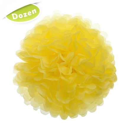 Aspire Dozen Paper Pom Poms Tissue Paper Flowers Party Decoration For Wedding Birthday Baby Shower Yellow 6 Inch