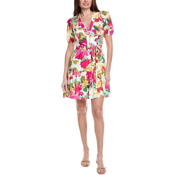 Adrianna Papell womens Puff Sleeve Flounce Mini Dress I, 6, Yellow