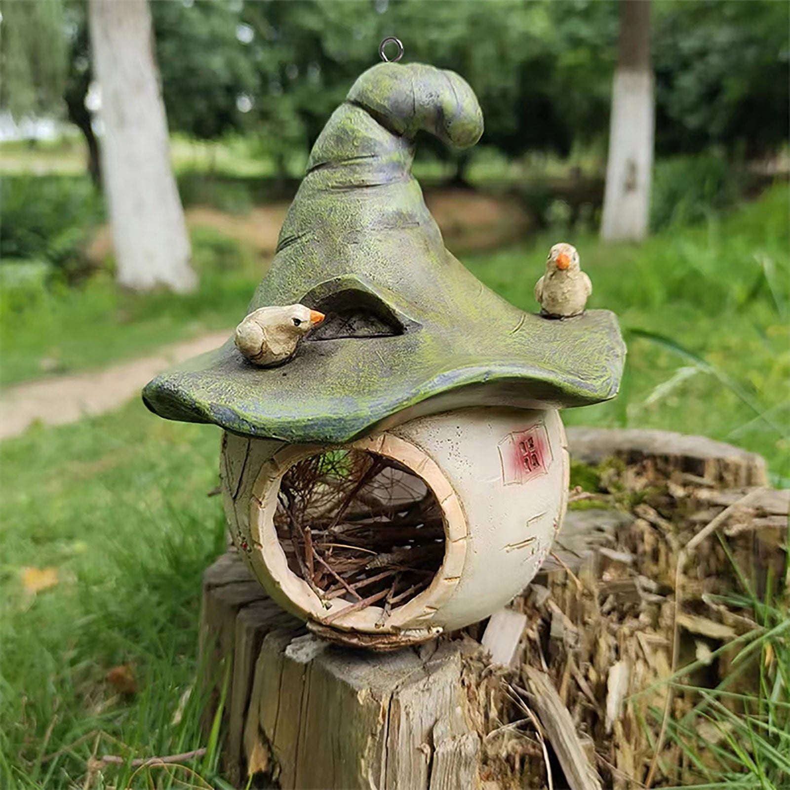 EUDIDV Suet Bird Feeder Hummingbird's Lair Hanging Tree Hummingbird Warm Lair Outdoor Courtyard Resin Decoration Bird Feeding Device Avian Feast Station