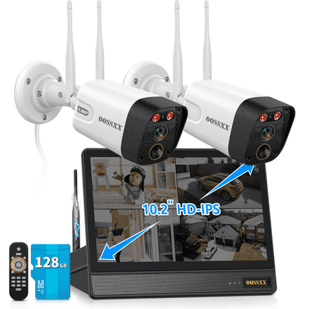 OOSSXX 5MP Wireless Security Camera System with 10inch IPS Monitor, Up to 10 Cameras, Dual Antenna WiFi
