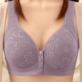 thumbnail image 2 of Kvture Front Closure Bras for Older Women Older Button Plus Size No Underwire High Support Push Up Comfortable Fashion Daily Bra Purple Bra S, 2 of 7