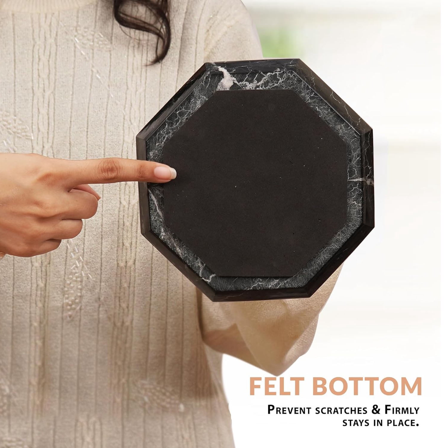 Elborse Marble Paper Towel Holder 12.5 inch Black Handmade Star Countertop Stand for Kitchen & Bathroom, Elegant Stone Design, Paper Towels Organizer, Kitchen Décor Accessory