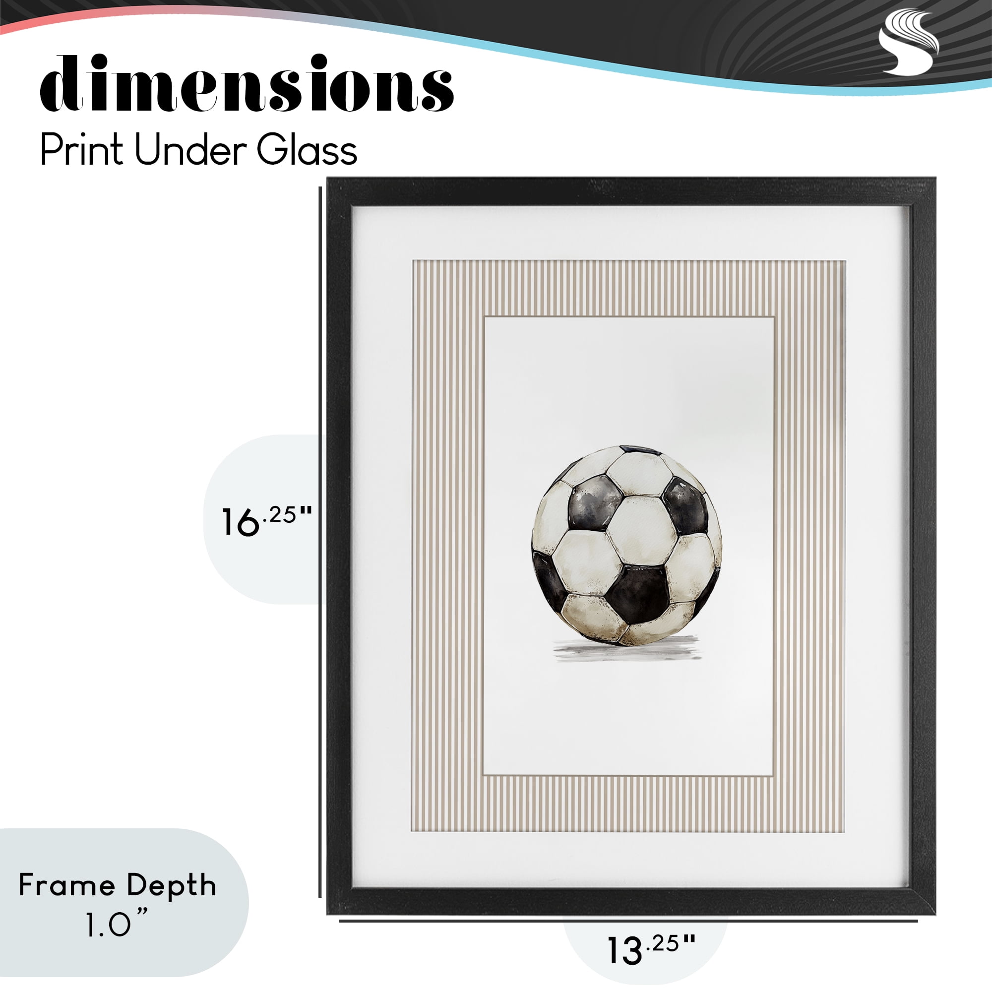 Stupell Industries Vintage Sports Soccer Ball Black Framed Print Under Glass, design by Christine Simpson Art