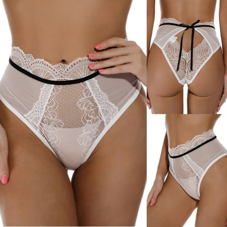 

UoCefik See Through Sexy Brief Underwear for Women Solid Lace Low Waist Panties