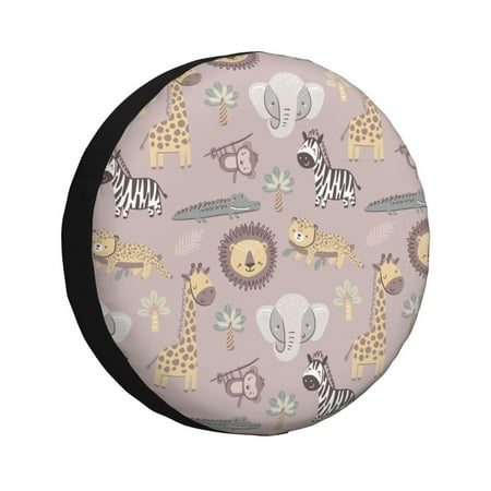 Gaeub Safari Animals 14-17in Tire Cover Spare Tire Cover for Camper Caravan Trailer Car Truck SUV Jeep-17 inch