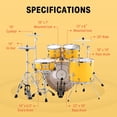 thumbnail image 4 of Donner 5-Drum Set with Built-in Silencer System for Adult, Complete Junior Drum Kit Professional Drum set Yellow, 4 of 9