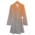 thumbnail image 4 of Orange Gray Gradient Night Robe Long Sleeve V Neck Robe With Belt Women's Sleepwear Dresses, 4 of 9