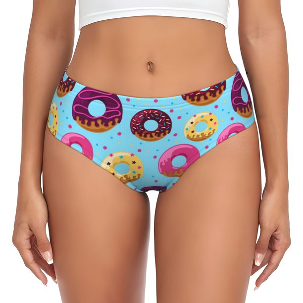 Fotbe Donuts Calzones Estampados para Mujer – Ropa Interior de Algodón, Cómoda, Suave y Elástica-Medium