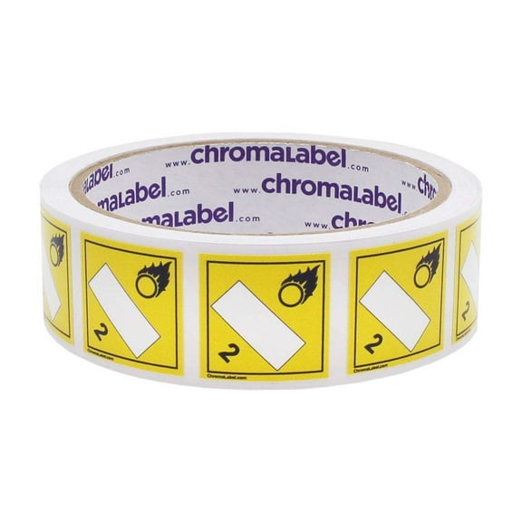 2" x 2" Permanent Durable Square D.O.T. Hazard Labels, Hazard Class 2 Blank Oxidizer Label, 100/Roll