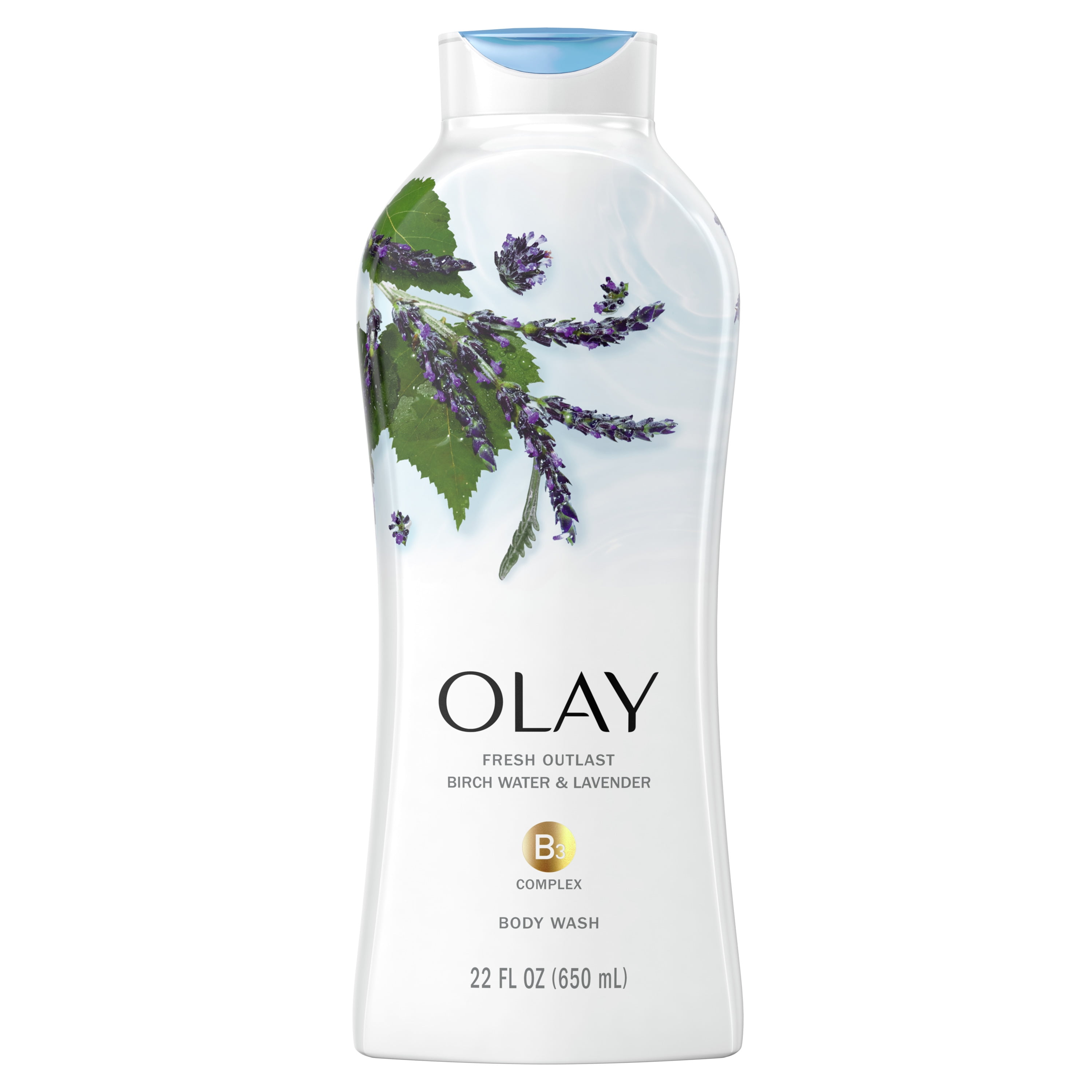 Olay Fresh Outlast Body Wash, Birch Water and Lavender, 22 fl oz