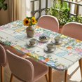 thumbnail image 3 of Easter Table Cloths for 4 Foot Rectangle Tables, Spring Rabbit Eggs Eucalyptus Leaves Floral Wood Patio Waterproof Elastic Fitted Tablecloths, Washable Rectangular Table Cover for Camping, 3 of 8