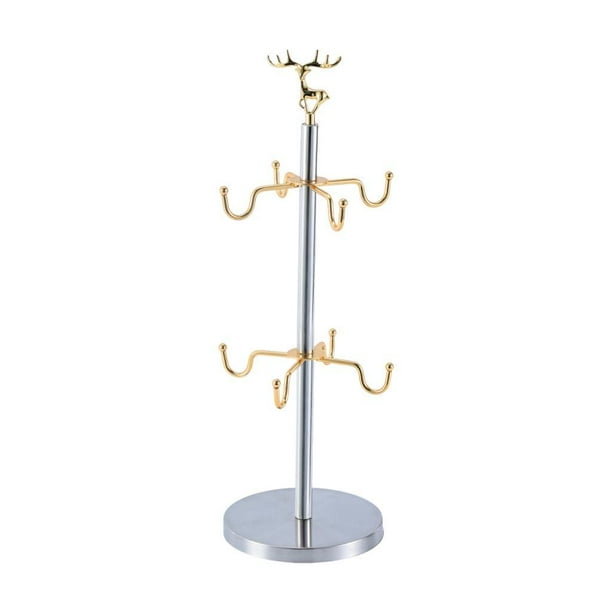 Soporte para tazas de árbol con capacidad para 8 tazas, organizador de cocina de gran capacidad, estante para tazas de café Oro