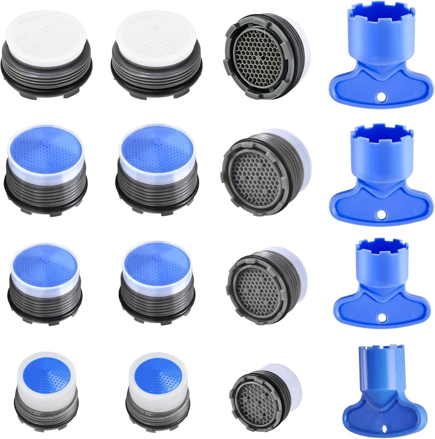 MHAWBL-12 PCS Faucet Aerator Set, M16.5, M18.5, M21.5, M24, Kitchen & Bathroom Sink Aerator Replacement with Key Removal Wrench Tool