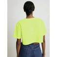thumbnail image 4 of Short Sleeve Loose Crop Top Women Crew Neck Crop Shirt Drop Shoulder Casual Boxy Yoga Running Cropped Baic Tee Green XL, 4 of 6