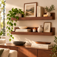 thumbnail image 5 of Kuokaa Solid Wood Wall Shelf, Floating Display and Storage Shelf for Living Room Bedroom and Entryway (Brown), 5 of 9