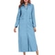 thumbnail image 5 of Vestido de mezclilla con solapa para mujer elegante vestido con abertura lateral cárdigan de color sólido vestido camisero, 5 of 9