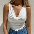 thumbnail image 2 of Lufly Trendy Tops for Women 2024 Women's Summer Low-Cut Tank Tops Sleeveless Shirts Camis Blouse Vest,White,XL, 2 of 6