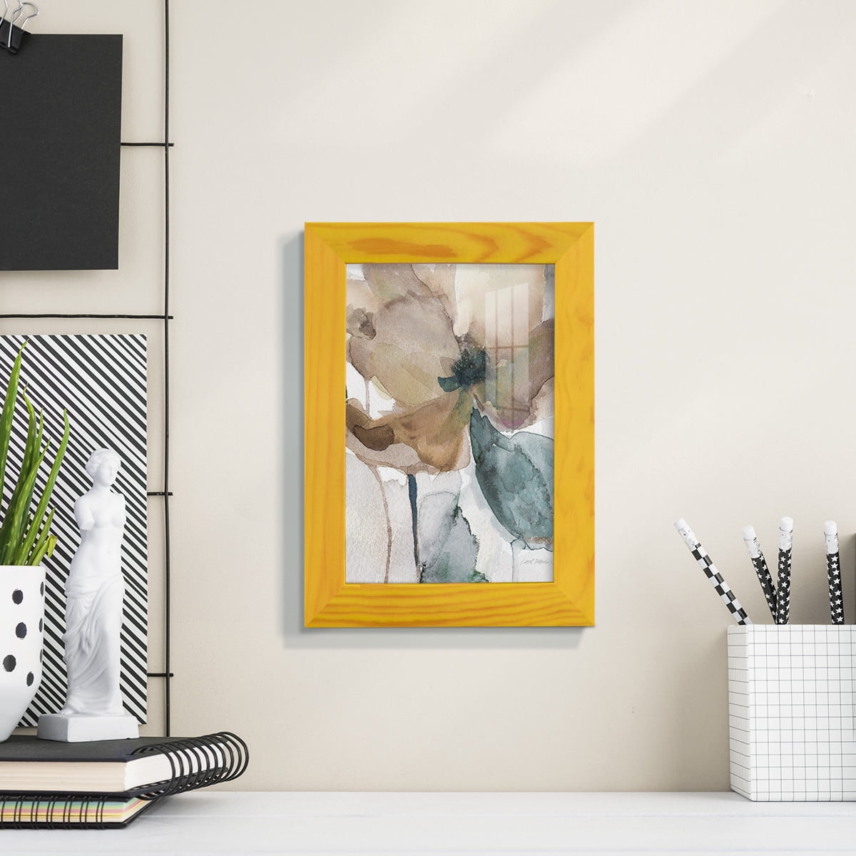 Watercolor Poppy I -Framed Print w/glass-Sunflower Yellow