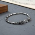 thumbnail image 2 of K-KED Real 925 Sterling Silver Bracelet Men's Double Dragon Head Wheat Link Bracelet-7.87inch, 2 of 6