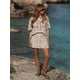 thumbnail image 4 of Conjunto de moda para mujer, de crochet, con aberturas, elegante, con solapa, manga corta, top de un solo pecho, traje para mujer, pantalones de pierna recta y cintura alta, 4 of 5