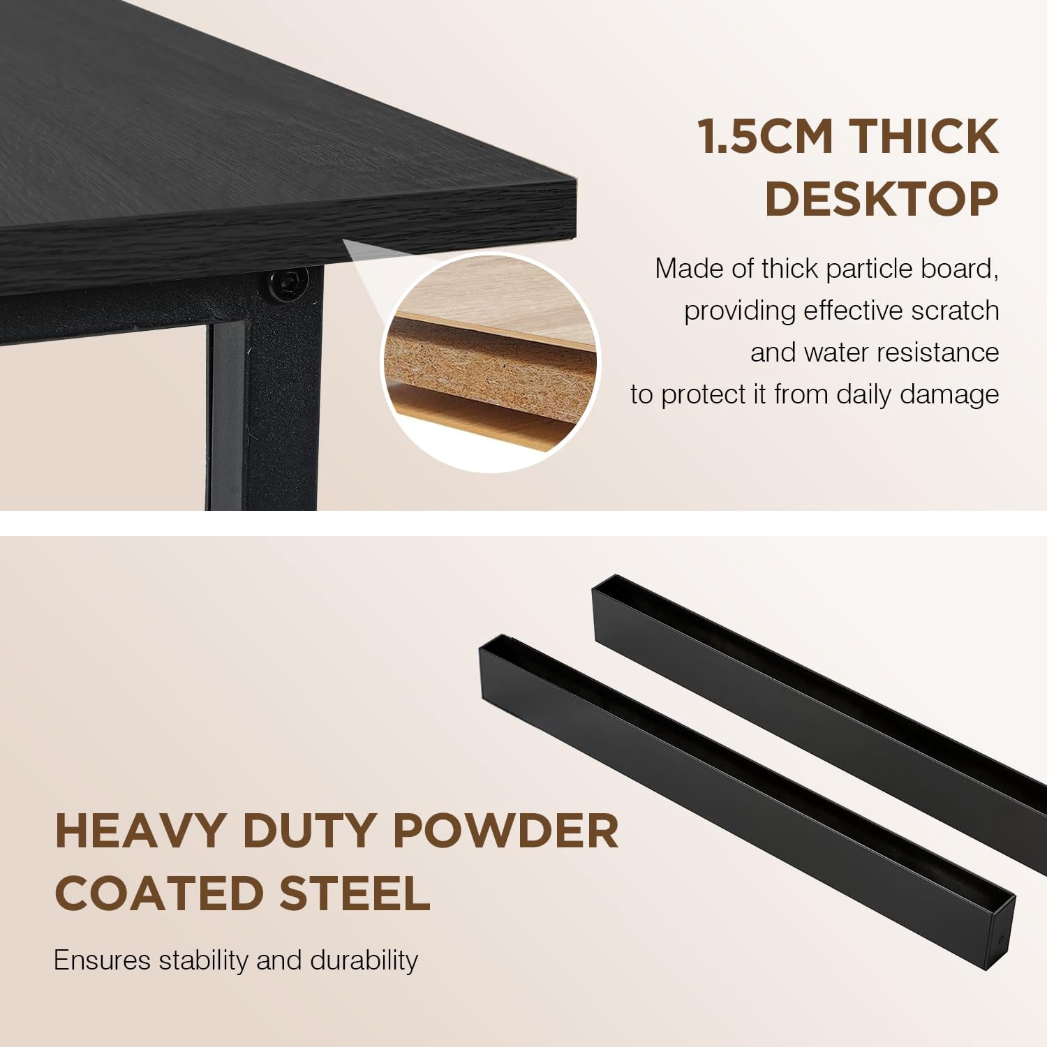 YRLLENSDAN 19.7×47 Computer Desk for Two Monitors Study Desk Writing Desk Office Desk Study Table for Adult Work Desk for Home Simple Industrial Desk,Black