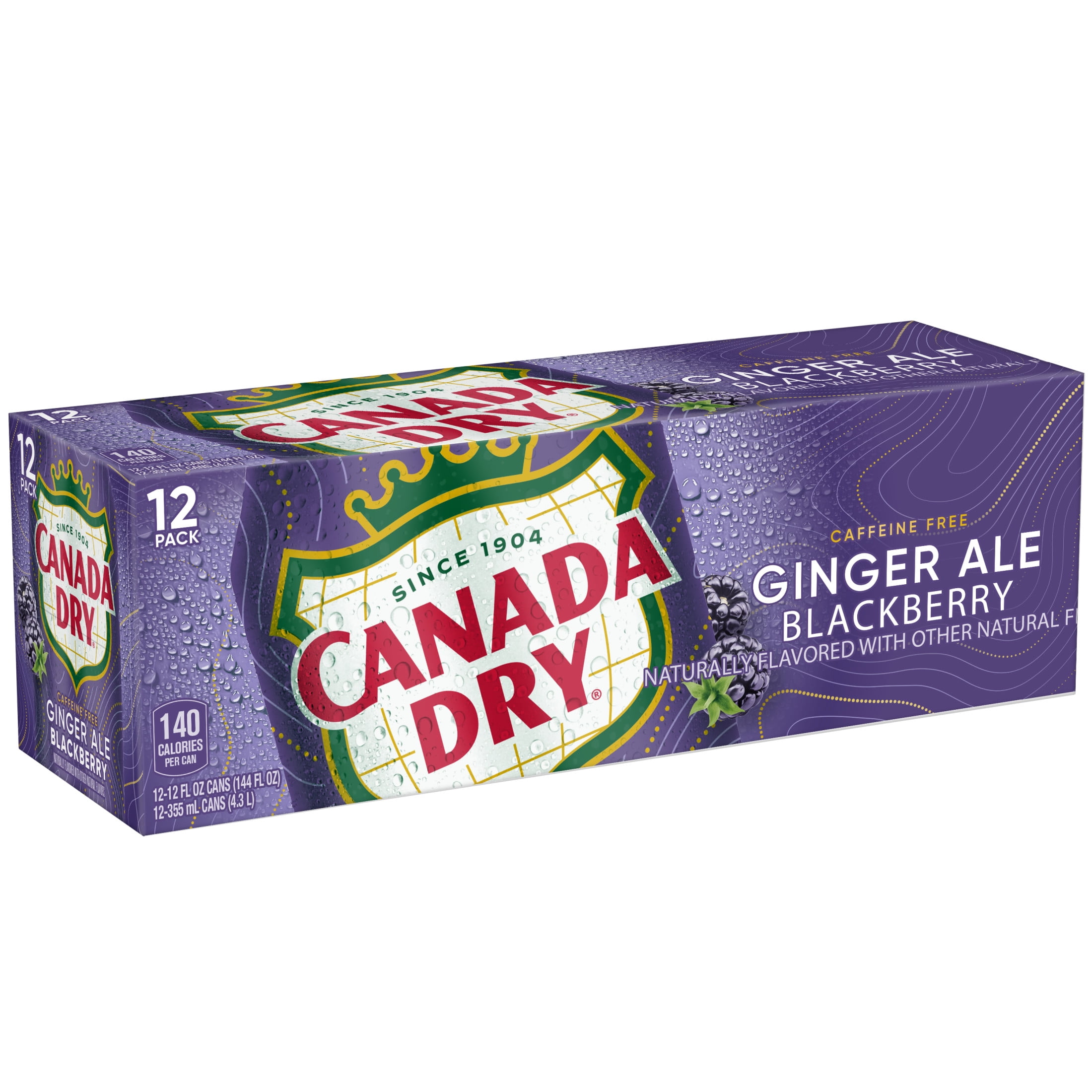 Canada Dry Caffeine Free Blackberry Ginger Ale Soda Pop, 12 fl oz, 12 Pack Cans
