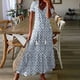 thumbnail image 1 of Puntoco Vestido De Manga Corta Con Cuello En V, Vestido Estampado Con Cuello En V De Manga Corta De Verano Para Mujer Azul S, 1 of 6