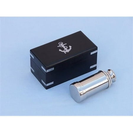 Scouts Chrome Spyglass Telescope 7 in. With Black Rosewood Box Decorative Accent