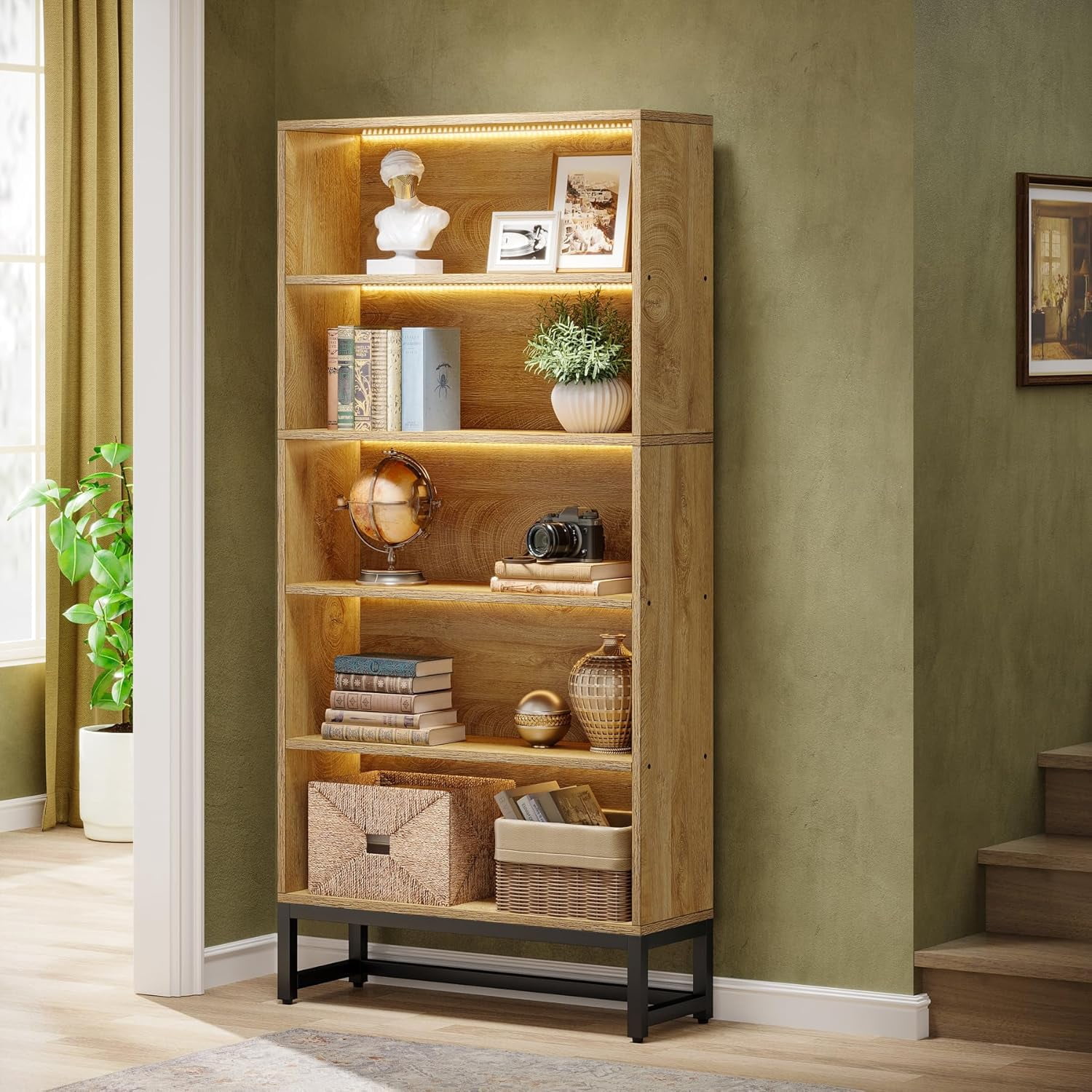 Tribesigns Tall Bookcase and Bookshelf, 70.8" Large Bookcases Organizer with 5-Tier Storage Shelves, Heavy Duty Free-Standing Library Bookshelf Shelving Unit for Living Room, Bedroom